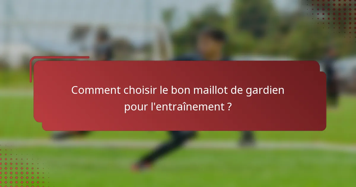 Comment choisir le bon maillot de gardien pour l'entraînement ?