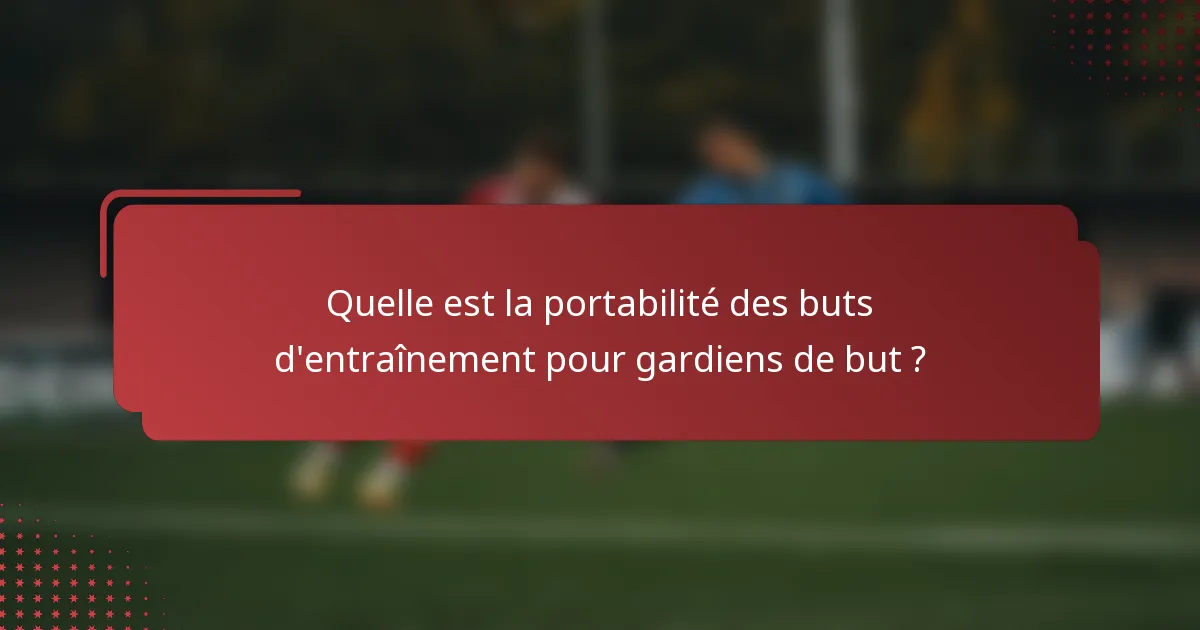 Quelle est la portabilité des buts d'entraînement pour gardiens de but ?