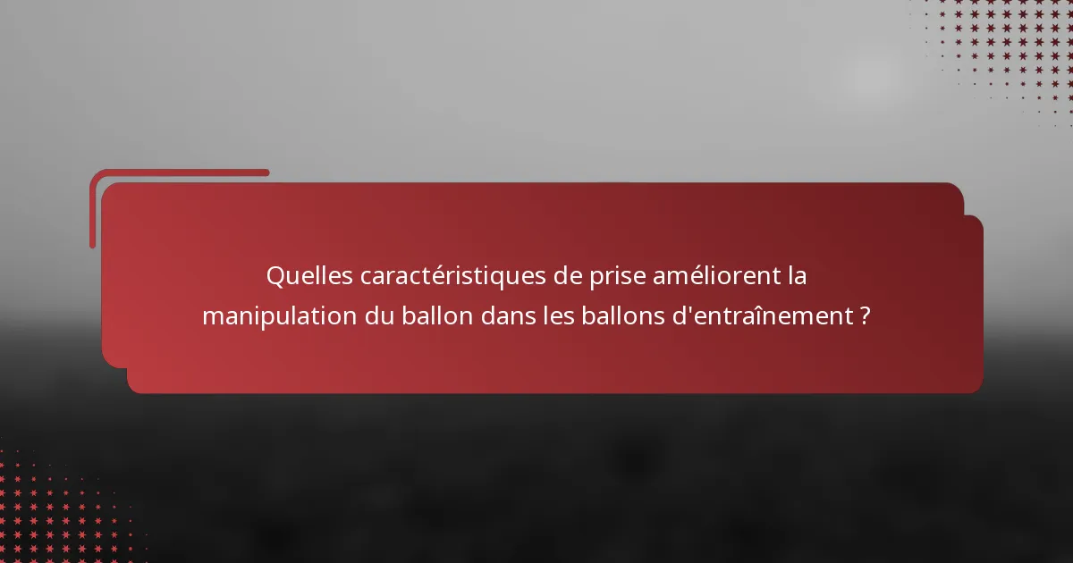 Quelles caractéristiques de prise améliorent la manipulation du ballon dans les ballons d'entraînement ?