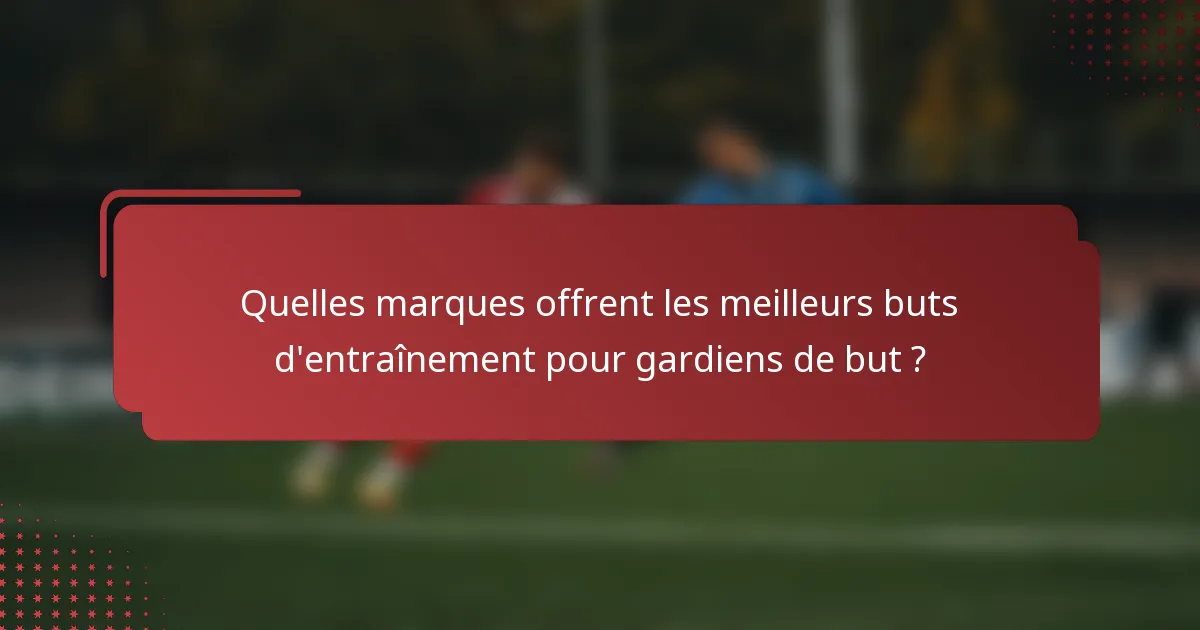 Quelles marques offrent les meilleurs buts d'entraînement pour gardiens de but ?