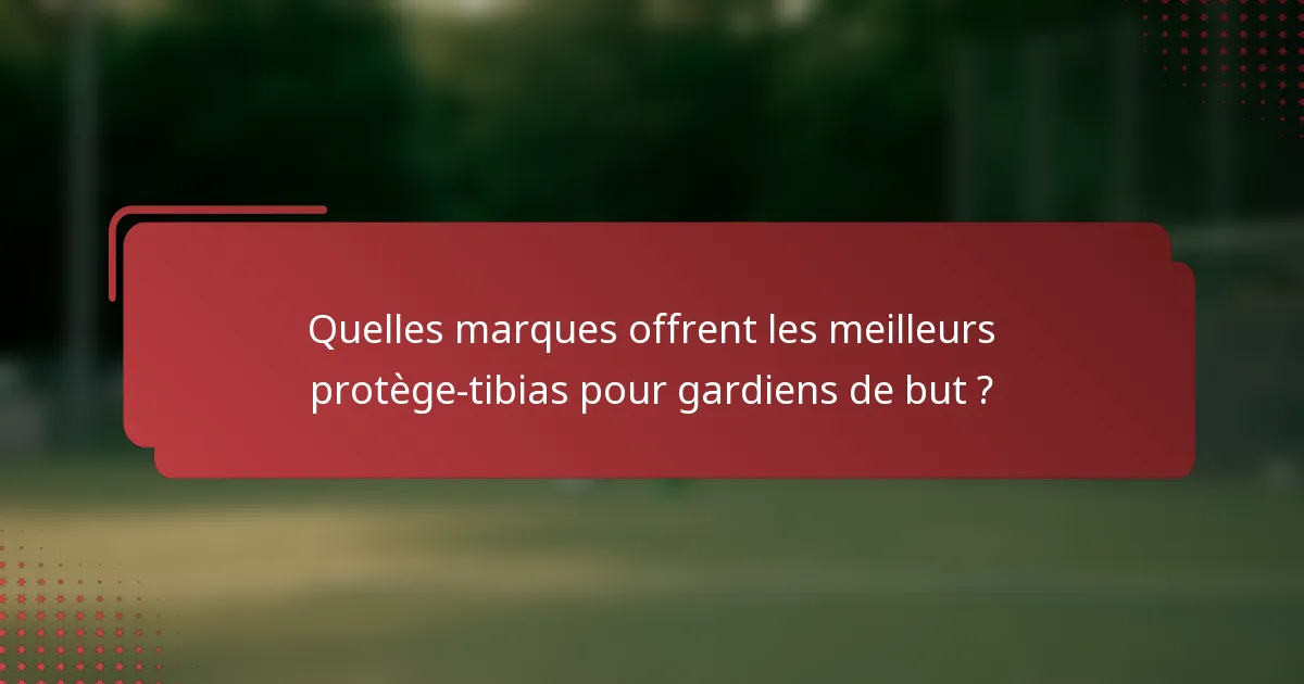 Quelles marques offrent les meilleurs protège-tibias pour gardiens de but ?