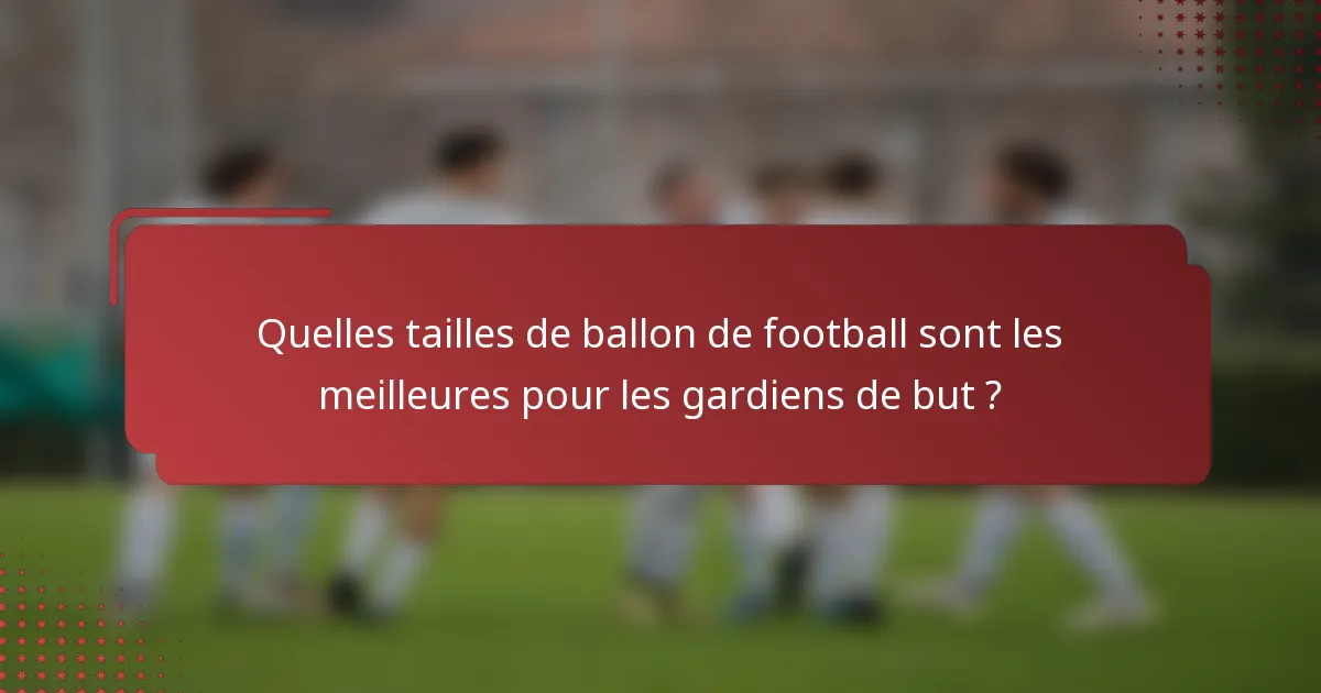 Quelles tailles de ballon de football sont les meilleures pour les gardiens de but ?