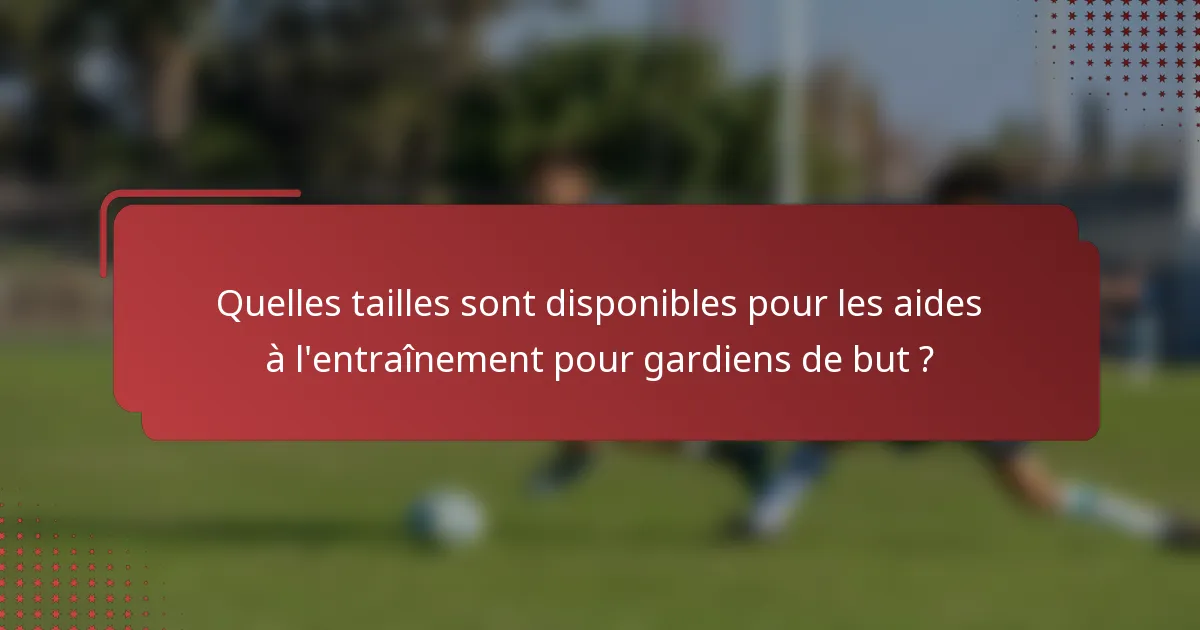 Quelles tailles sont disponibles pour les aides à l'entraînement pour gardiens de but ?