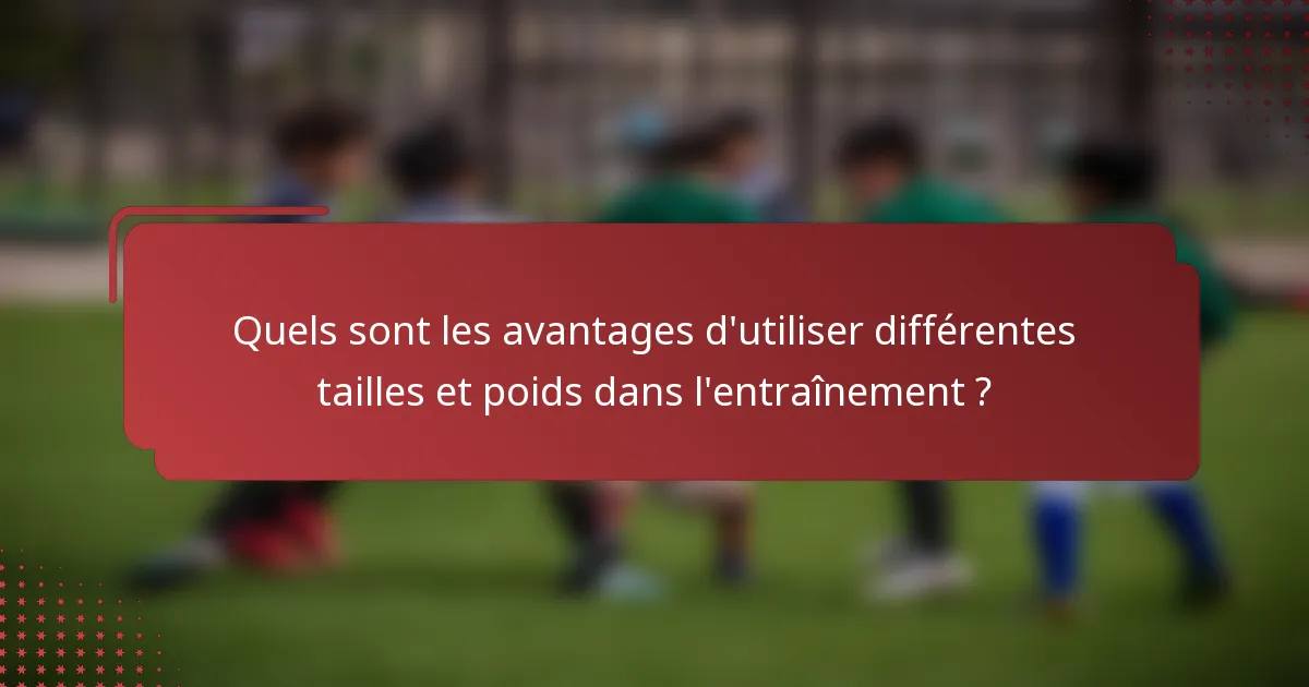 Quels sont les avantages d'utiliser différentes tailles et poids dans l'entraînement ?