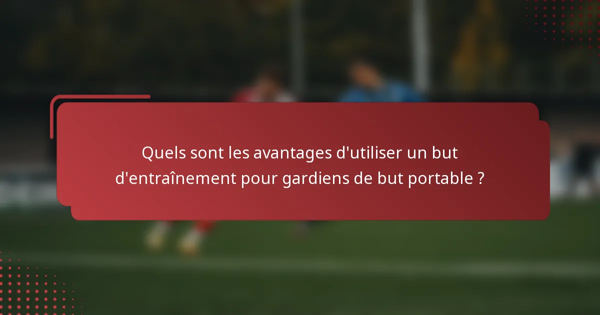 Quels sont les avantages d'utiliser un but d'entraînement pour gardiens de but portable ?