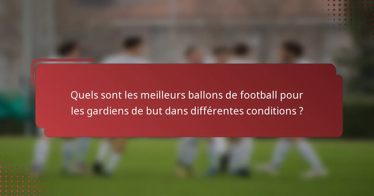 Quels sont les meilleurs ballons de football pour les gardiens de but dans différentes conditions ?